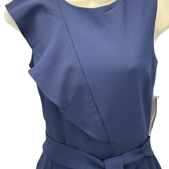 Jessica Howard Sleeveless Ruffle Front Jumpsuit - Navy Blue - size 12P - Picture 2 of 8